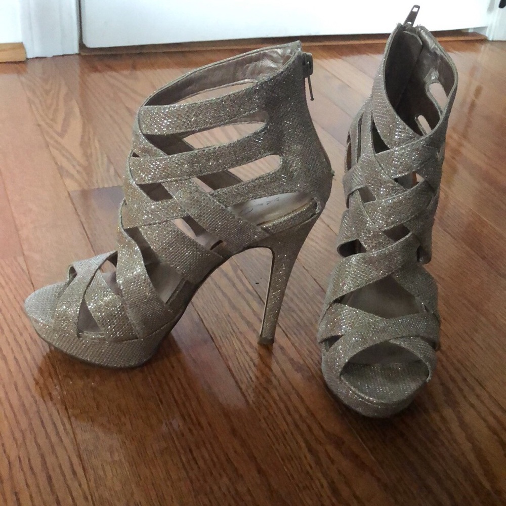Glitter gold heels
